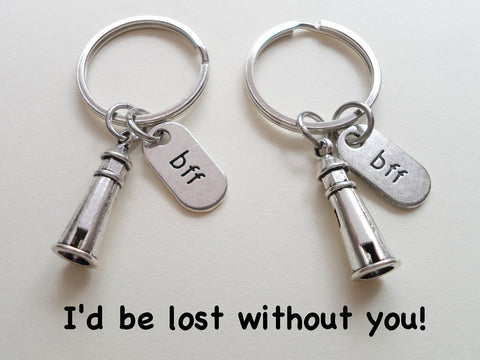 Double BFF Lighthouse Keychains - I'd Be Lost Without You; Best Friends Keychains by Jewelry Everyday