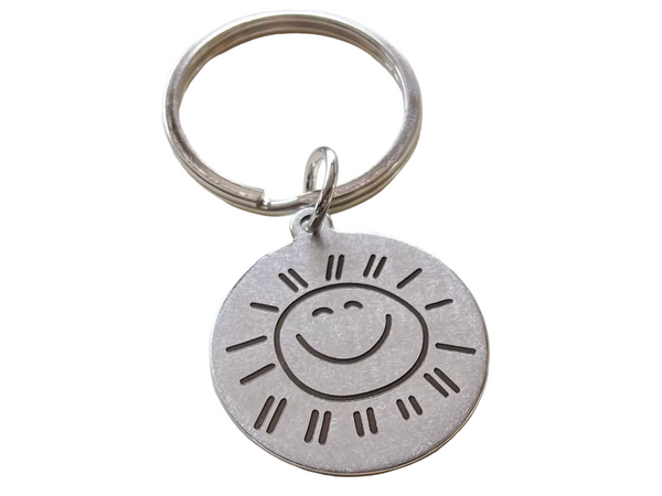 You Are My Sunshine Keychain, Saying Keychain with Sun Face on Backside