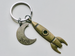 Bronze Spaceship Rocket Keychain with Custom Engraved Moon Tag, Astronautical Key Chain by JewelryEveryday