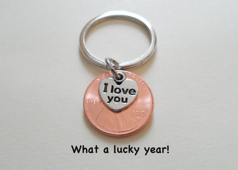 2019 Penny Keychain - with "I Love You" Heart Charm 6 Year Anniversary Gift by Jewelry Everyday