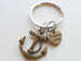 "I Love You" Heart Charm with Bronze Anchor Keychain - You're the Anchor in my Life; Couples Keychain by Jewelry Everyday