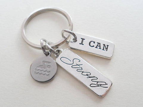Swimmer Charm, Strong Tag, and I Can Tag Charm Keychain, Swim Keychain, Swimming Fitness Encouragement Keychain by Jewelry Everyday