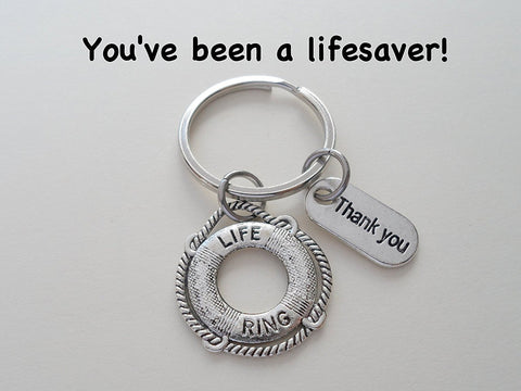 Volunteer Appreciation Gift  - "Thank You" Tag & Silver Lifesaver Keychain with "You've been a lifesaver!" Card by Jewelry Everyday
