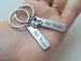 Couples Keychains Set with Infinity Charms and Custom Engraved Steel Tags