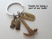 Bronze Hammer, Work Gloves, & Thank You Charm Keychain, Builder or Volunteer Appreciation Keychain by Jewelry Everyday