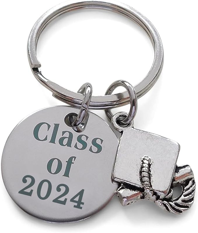 Class of 2024 Keychain with Graduation Cap Charm, Graduation Gift Keychain for Graduate