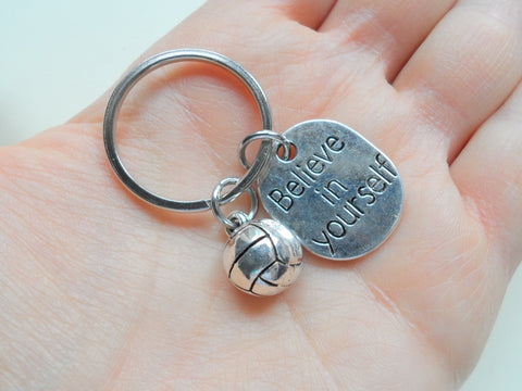 Believe in Yourself and Volleyball Keychain, Volleyball Player Encouragement Gift by Jewelry Everyday