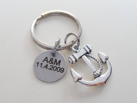 Anchor Keychain - You're The Anchor In My Life; Couples Keychain, Custom Engraved by Jewelry Everyday