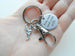 Martial Arts Keychain with Kicking Student Charm, Swivel Clasp, and Custom Engraved Disc; Karate, Taekwondo or Coach Keychain