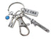 Samurai Sword Charm Keychain with I Can Tag Charm & Swivel Clasp with Options to Add Personalized Charms