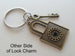 Custom Engraved Bronze Lock Charm Keychain with Love Key Charm