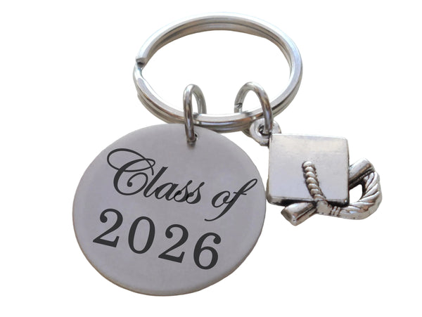 Class of 2026 Keychain with Graduation Cap Charm, For Graduate Gift