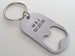 Stainless Steel Bottle Opener Keychain with Custom Engraving; Couples Anniversary Keychain