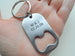 Stainless Steel Bottle Opener Keychain with Custom Engraving; Couples Anniversary Keychain