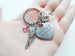 Custom Engraved Memorial Heart Shaped Charm Keychain with Wing and Baby Feet Charm, Baby Loss Memorial Gift