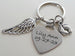 Custom Engraved Memorial Heart Shaped Charm Keychain with Wing and Baby Feet Charm, Baby Loss Memorial Gift