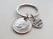 10 Year Anniversary Gift - Dime Keychain with I love You Charm, Custom Options by Jewelry Everyday