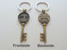 Bronze Key Charm Keychain with 8 Tally Marks Engraved, For Couples 8 Year Anniversary