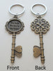 Bronze Key Charm Keychain with Engraving "You Hold the Key to My Heart"; Couples Anniversary Keychain