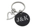 Custom Engraved Anodized Aluminum Disc Keychain With Heart Charm, Couples Anniversary Keychain