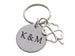 Custom Engraved Disc Keychain with Shamrock 4 Leaf Clover Charm; Couples Keychain