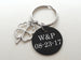 Custom Engraved Anodized Aluminum Disc Keychain With 4 Leaf Clover Charm, Couples Anniversary Keychain