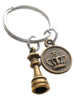 Bronze Small Queen Chess Piece Charm Keychain with Crown Charm by JewelryEveryday