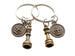 Bronze Chess Piece Charm Keychains with Crown Charms, King and Queen Set - Couples Keychain Set by JewelryEveryday