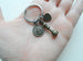 Bronze Small King Chess Piece Charm Keychain with Crown Charm & I Love You Heart Charm