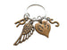 Bronze Twin Babies Memorial Keychain, Twins Feet Heart Charm & Wing Charm by Jewelry Everyday