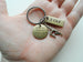Bronze Gymnastics Charm Keychain with I Can Charm and Never Give Up Disc, Gymnast or Dancer Keychain