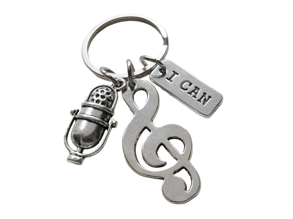 Treble Clef Charm Keychain with I Can Charm and Microphone, Music Student, Teacher, or Musician Keychain by JewelryEveryday