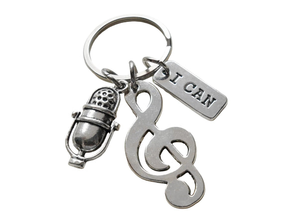 Treble Clef Charm Keychain with I Can Charm and Microphone, Music Student, Teacher, or Musician Keychain by JewelryEveryday