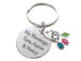 Custom Engraved Disc Keychain With Personalized Family Birthstone Charms, Gift for Mom or Grandma