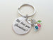 Custom Engraved Disc Keychain With Personalized Family Birthstone Charms, Gift for Mom or Grandma