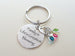 Custom Engraved Disc Keychain With Personalized Family Birthstone Charms, Gift for Mom or Grandma