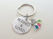 Custom Engraved Disc Keychain With Personalized Family Birthstone Charms, Gift for Mom or Grandma