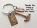Bronze Hammer Charm Keychain with Ruler Charm and Thank You Charm, Handy Worker Keychain by Jewelry Everyday