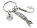 Custom Engraved Fishing Keychain with Fish Charm, Hook Charm & Circle Disc Charm For Couples