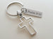 Custom Engraved Tag Keychain with Open Cross Charm, Religious Keychain