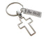 Cross Charm Keychain with "Be Still" Engraved Tag, Religious Keychain