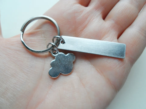 Cloud 9 Keychain with Custom Engraved Steel Tag, Couples Keychain