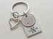 Custom Engraved Aluminum Tag Keychain with Dime & Heart Charm, Couples Anniversary Keychain by Jewelry Everyday