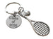 Tennis Charm Keychain with Custom Engraved Disc, Tennis Racquet & Ball, For Student or Coach