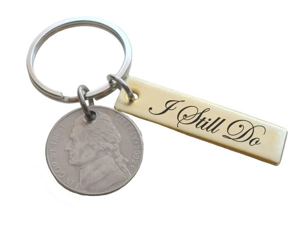 Custom Engraved Brass Tag Keychain with Nickel, 21 Year Anniversary Gift, Personalized Keychain