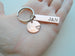 Penny Keychain with Custom Engraved Copper Tag, Couples Anniversary Gift