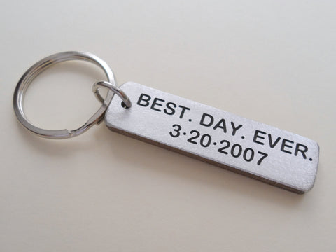 10 Year Anniversary Gift - Personalized Aluminum Tag Keychain Engraved with Anniversary Date; Options for Backside by Jewelry Everyday