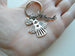 Memorial Keychain with Angel Charm, Word Angel Charm, and I Love You Heart Charm; My Guardian Angel Keychain