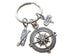 Compass Keychain with Paddle Board & Camp Sign Charm, Camping Keychain
