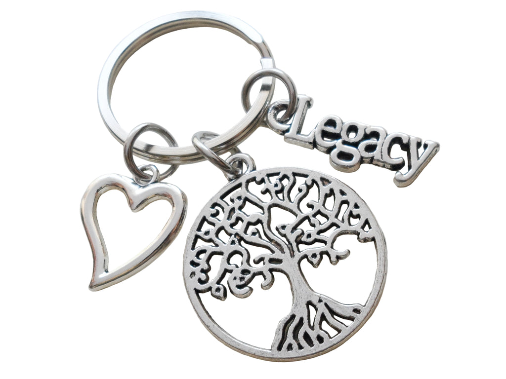 Tree Charm Keychain with Legacy Charm & Heart Charm